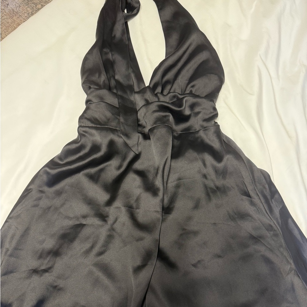 Garage halter- Black Satin Dress